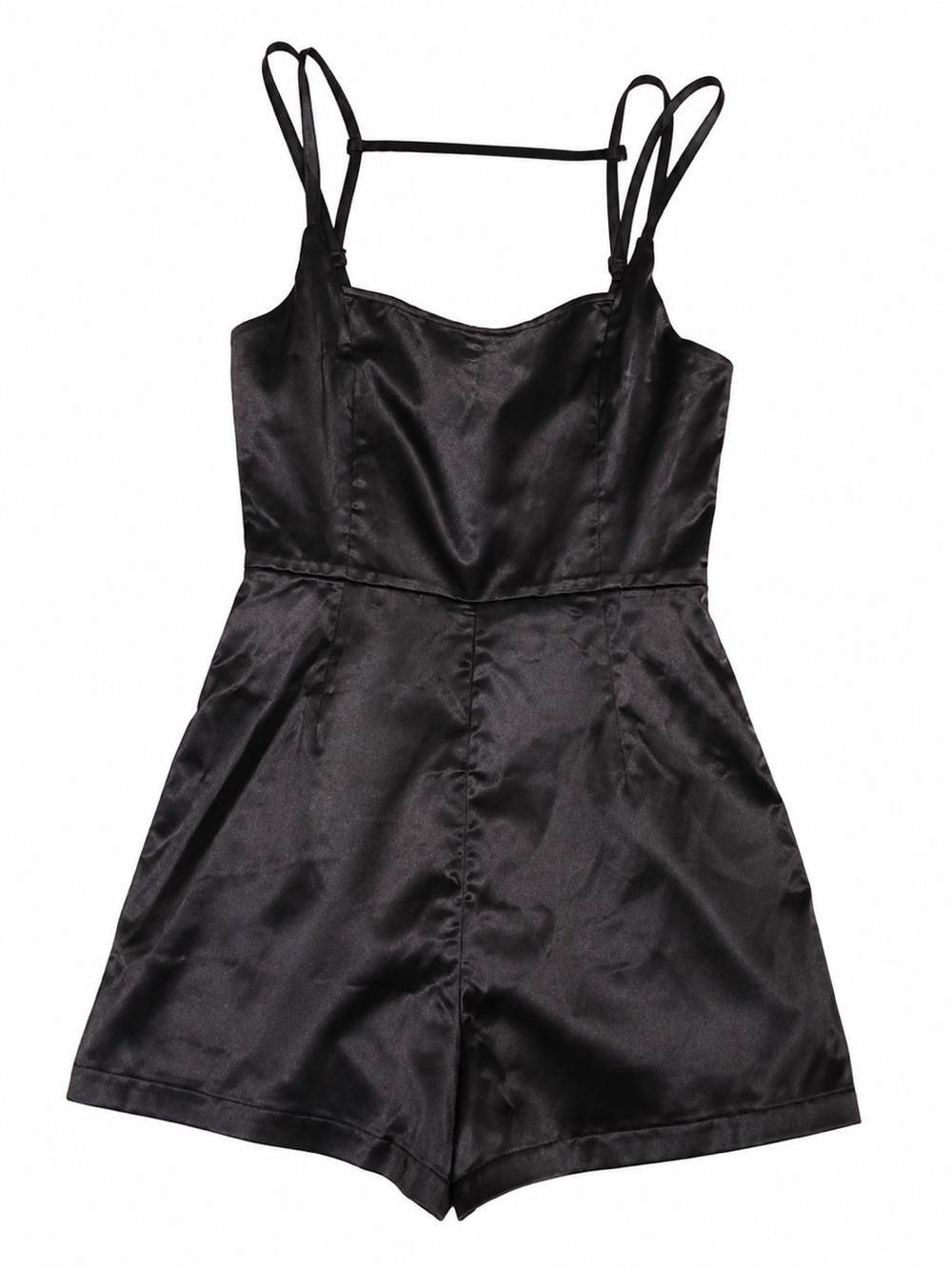 Missguided Black Satin Strappy Romper